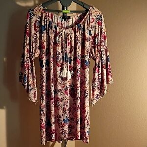 NAIF Floral Mini Dress - Tan and Multicolor Floral Dress/Top